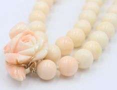 Vintage Angel Skin 3 Row 10-11mm Coral Bracelet