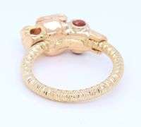 Charming Yellow Gold Panther Ring with Garnet