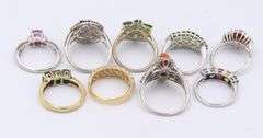 Group Lot of Vintage 925 Sterling Silver CZ and Gemstone Rings