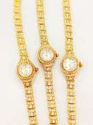 GROUP OF 3x MATCHING 18KT YELLOW GOLD PLATED & GEMSTONE WATCHES- BRAND NEW