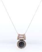 Vintage 925 Sterling Silver Black Onyx on Italian Chain Necklace