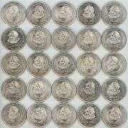 25 Lustrous-white BU Mexico 5 Pesos Silver Pieces from 1950's