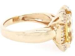 Radiant Cut Citrine and 0.25ctw Diamond Frame Ring in 14K