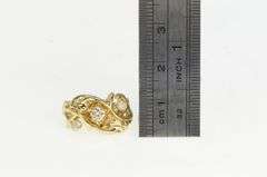 14K Yellow Gold 0.25 Ctw Diamond Wavy Statement Swirl Ring