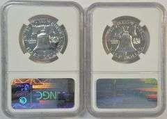 Near perfect 1962 & 1963 Proof Franklin Half Dollars. NGC PF68 & 68*