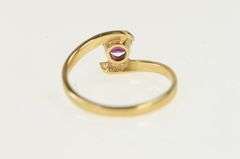 14K Yellow Gold Oval Natural Ruby Vintage Solitaire Bypass Ring