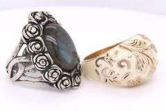 Group Lot of 2 Vintage 925 Sterling Silver Rings