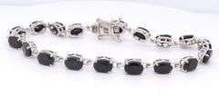 925 Sterling Silver Black Onyx Link Tennis Bracelet