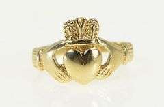10K Yellow Gold Claddagh Traditional Irish Celtic Loyalty Symbol Ring