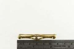 14K Yellow Gold Victorian Syn. Sapphire Seed Pearl Bar Pin/Brooch