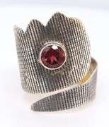 925 Sterling Silver Garnet Crown Ring