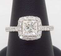 Stunning Princess Cut Halo Diamond Engagement Ring