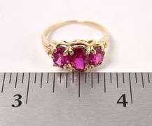Graceful Synthetic Pink Sapphire Ring In Yellow Gold