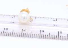 Nice Yellow Gold 7mm Pearl with Diamond accents Stud Earrings