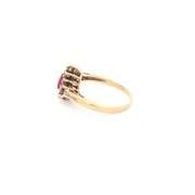 10K Yellow Gold Marquise Ruby Diamond Halo Bypass Vintage Ring
