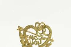 14K Yellow Gold I Love You Heart Anniversary Valentine Charm/Pendant