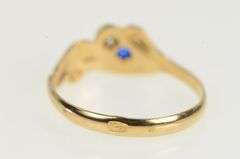 14K Yellow Gold Vintage Syn. Sapphire CZ Wavy Ornate Ring