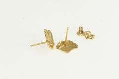 14K Yellow Gold Maple Leaf Nature Motif Vintage Stud Earrings