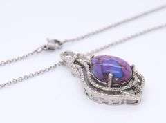925 Sterling Silver Mojave Purple Turquoise Pendant on Chain Necklace