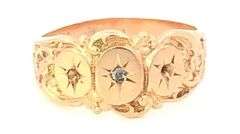 10K Yellow Gold Victorian Oval Ornate Scroll CZ Statement Ring