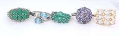 Group Lot of 5 Vintage 925 Sterling Silver Gemstone Rings