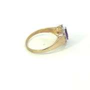10K Yellow Gold Marquise Amethyst Diamond Accent Vintage Ring