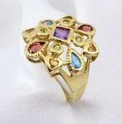 Colorful Geometric Pattern Stone Ring