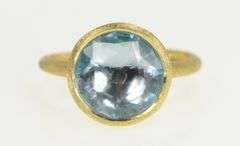 18K Yellow Gold Marco Bicego Jaipur Blue Topaz Stackable Ring