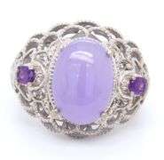 925 Sterling Silver Lavender Jade Ring