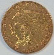 Uncleaned and original BU 1913 US $2.50 Indian Gold Piece