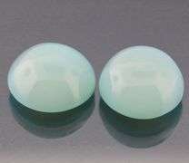 Glowing 17.00ct blue Chalcedony cabochon pair