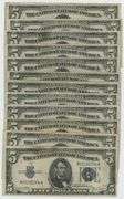 12 Nicer Series of 1934 $5 Blue Seal Silver Certificates
