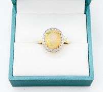 14KT YELLOW GOLD, OPAL, & DIAMOND COCKTAIL RING