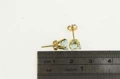 14K Yellow Gold Round Blue Topaz Vintage Solitaire Stud Earrings
