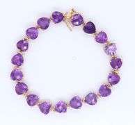 Fantastic Yellow Gold 22ctw Amethyst Heart Bracelet