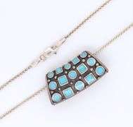Vintage Italian Sterling Silver Turquoise Slidder Pendant on Chain