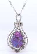 925 Sterling Silver Mojave Purple Turquoise Pendant on Chain Necklace