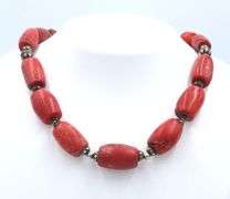 925 Sterling Silver Coral Beads Necklace