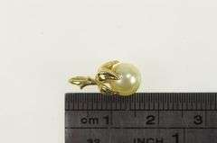 14K Yellow Gold Vintage Classic Pearl Leaf Accent Pendant