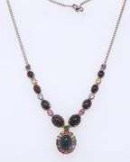 925 Sterling Silver Black Onyx  and Multi Color Stone Necklace