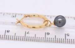 Charming 18kt Yellow Gold Black Pearl Dangle Earrings