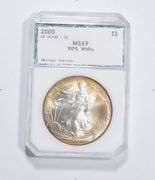 MS69 2000 American Silver Eagle - 100% White - PCI INSANE tone