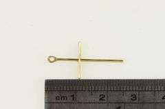 14K Yellow Gold Squared Vintage Cross Christian Faith Charm/Pendant