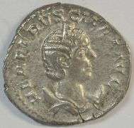 Near Mint Herennia Etruscilla Roman Silver Piece, 249-251 AD
