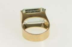 14K Yellow Gold Emerald Cut Aquamarine Vintage Statement Ring