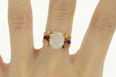 14K Yellow Gold Natural Opal Tourmaline Vintage Statement Ring