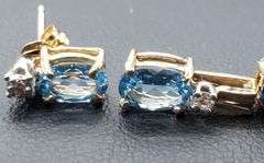 Solid 14 Kt Gold Diamond and Sky Blue Topaz Set