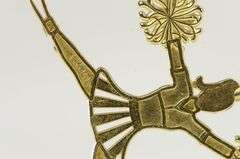 14K Yellow Gold Ornate Retro Cheerleader Cheer Spirit Charm/Pendant