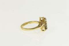 14K Yellow Gold Retro Diamond Wave Vintage Statement Ring