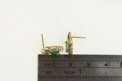 10K Yellow Gold Marquise Emerald Diamond Halo Vintage Stud Earrings